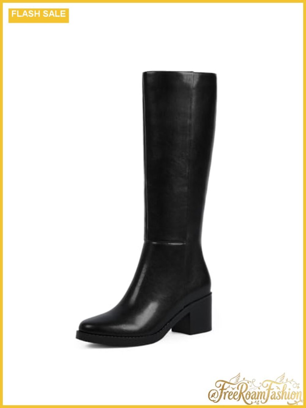 Womens Knee High Boots Faux PU Leather Chunky Block Heel Tall Long Boots